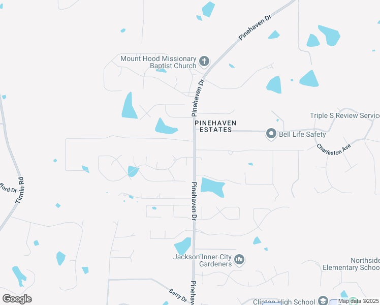map of restaurants, bars, coffee shops, grocery stores, and more near 1630 Pinehaven Drive in Clinton