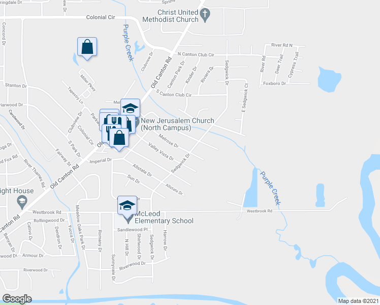 map of restaurants, bars, coffee shops, grocery stores, and more near 300 Melrose Drive in Jackson