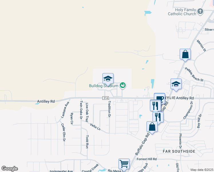 map of restaurants, bars, coffee shops, grocery stores, and more near 4502 Antilley Road in Abilene