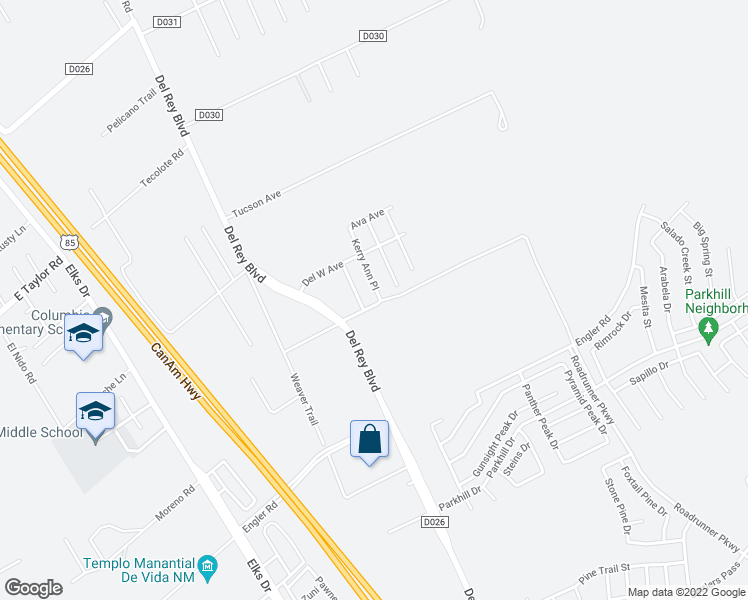 map of restaurants, bars, coffee shops, grocery stores, and more near 4703 Kerry Ann Place in Las Cruces