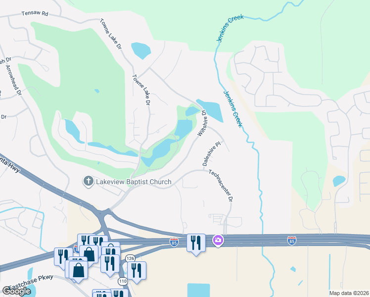 map of restaurants, bars, coffee shops, grocery stores, and more near 340 Wiltshire Drive in Montgomery