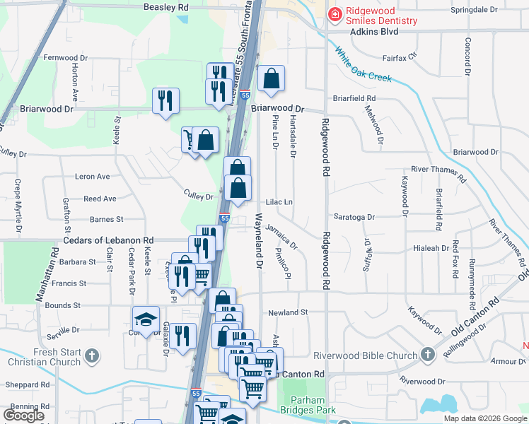 map of restaurants, bars, coffee shops, grocery stores, and more near 5428 Jamaica Drive in Jackson