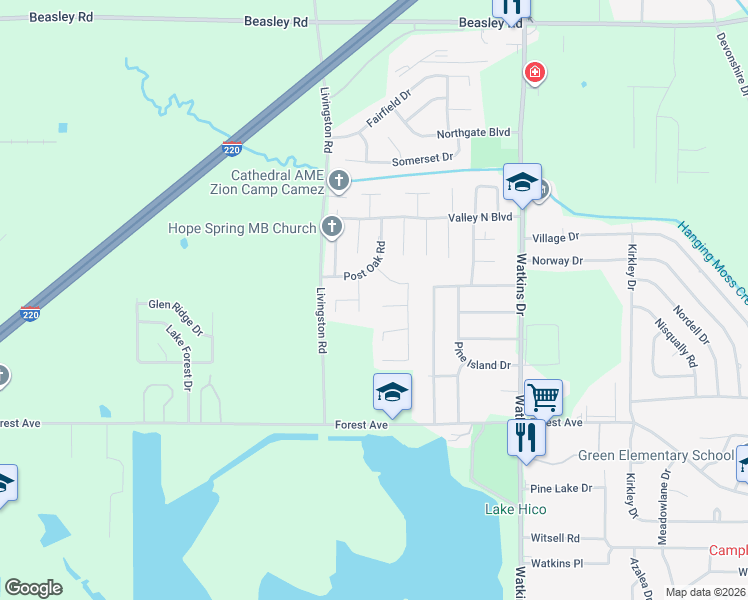 map of restaurants, bars, coffee shops, grocery stores, and more near 503 Thornwood Place in Jackson