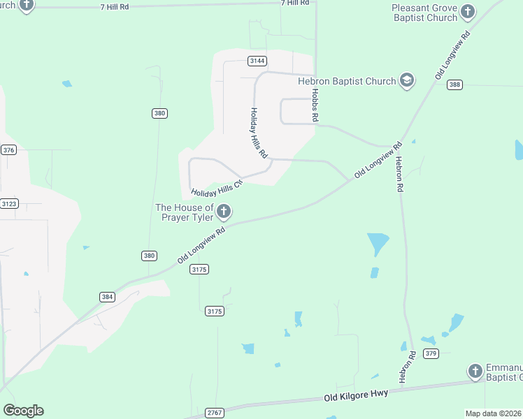 map of restaurants, bars, coffee shops, grocery stores, and more near 10638 County Road 384 in Tyler
