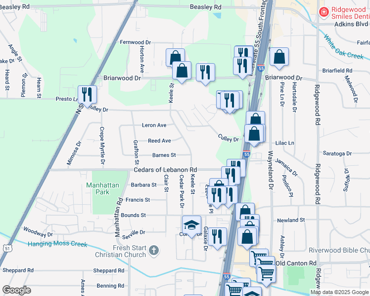 map of restaurants, bars, coffee shops, grocery stores, and more near 5417 Keele Street in Jackson