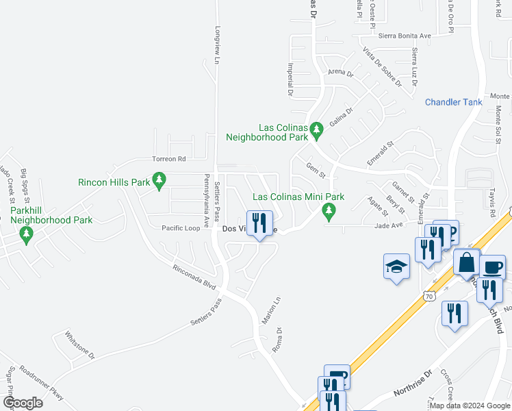 map of restaurants, bars, coffee shops, grocery stores, and more near 3939 Agua Clara Avenue in Las Cruces