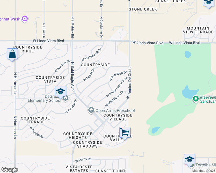 map of restaurants, bars, coffee shops, grocery stores, and more near 4751 West Red Wolf Drive in Tucson