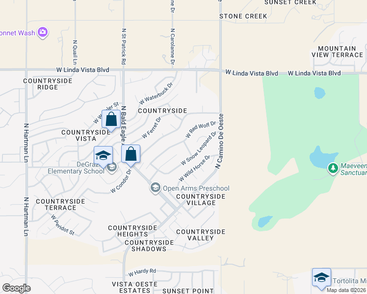 map of restaurants, bars, coffee shops, grocery stores, and more near 4751 West Red Wolf Drive in Tucson