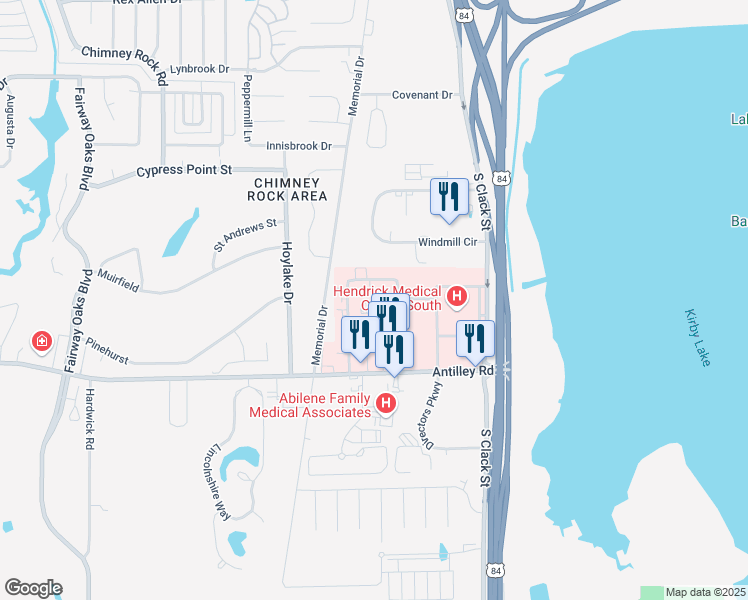 map of restaurants, bars, coffee shops, grocery stores, and more near 6032-6050 Hospital Dr in Abilene