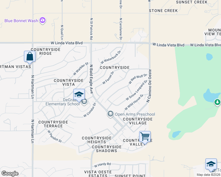 map of restaurants, bars, coffee shops, grocery stores, and more near 4860 West Condor Drive in Tucson