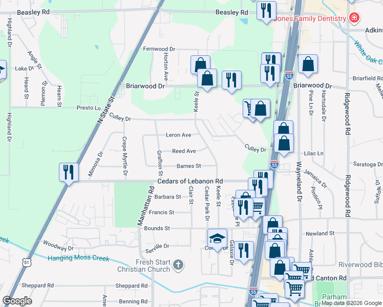 map of restaurants, bars, coffee shops, grocery stores, and more near 376 Reed Avenue in Jackson