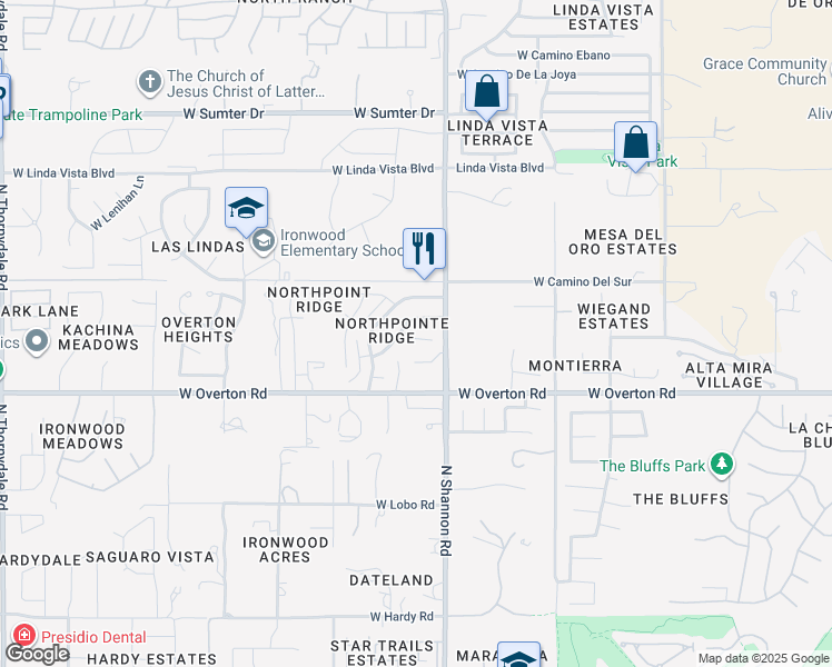 map of restaurants, bars, coffee shops, grocery stores, and more near 2954 West Yorkshire Street in Tucson