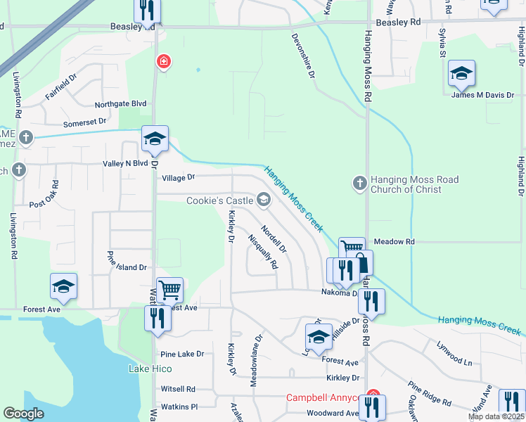 map of restaurants, bars, coffee shops, grocery stores, and more near 4668 Norway Drive in Jackson