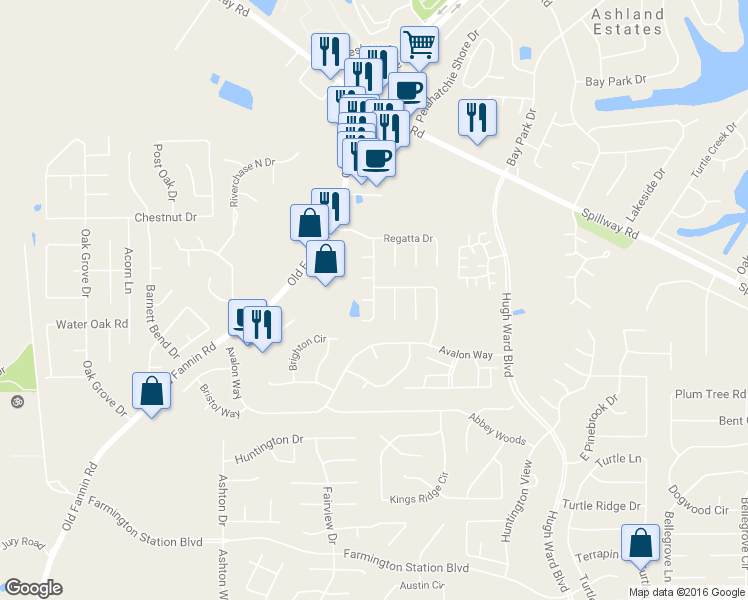 map of restaurants, bars, coffee shops, grocery stores, and more near 702 Windward Court in Brandon