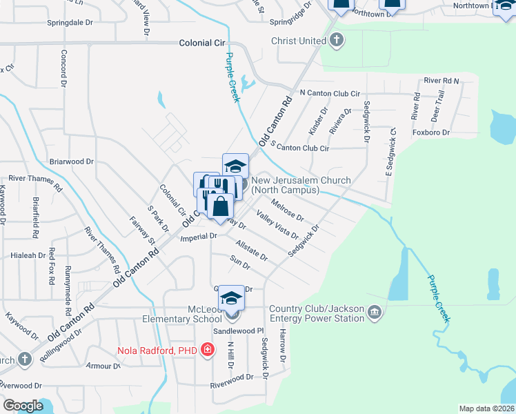 map of restaurants, bars, coffee shops, grocery stores, and more near 5751-5799 Imperial Dr in Jackson