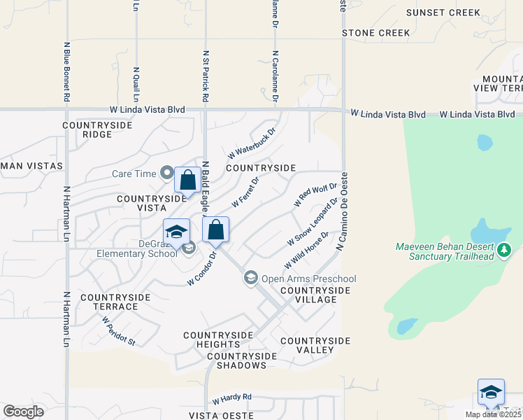 map of restaurants, bars, coffee shops, grocery stores, and more near 4860 West Condor Drive in Tucson