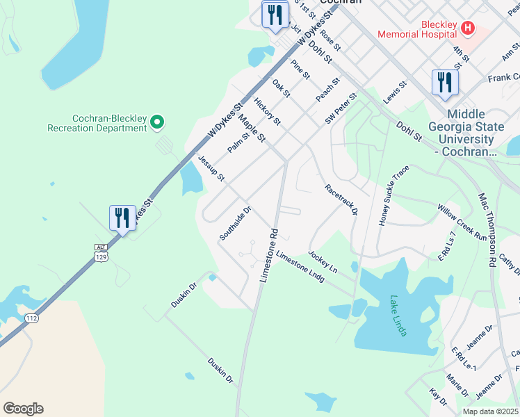 map of restaurants, bars, coffee shops, grocery stores, and more near 157 Jessup Street in Cochran