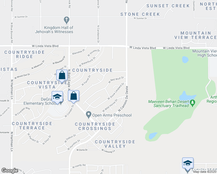 map of restaurants, bars, coffee shops, grocery stores, and more near 4751 West Red Wolf Drive in Tucson