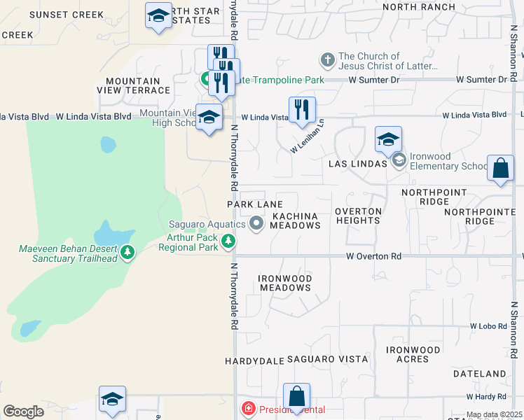map of restaurants, bars, coffee shops, grocery stores, and more near 3711 West Spinnaker Lane in Tucson