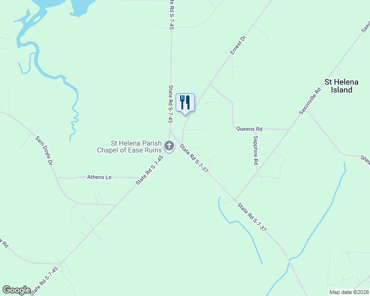 map of restaurants, bars, coffee shops, grocery stores, and more near 15 State Road S-7-37 in Saint Helena Island