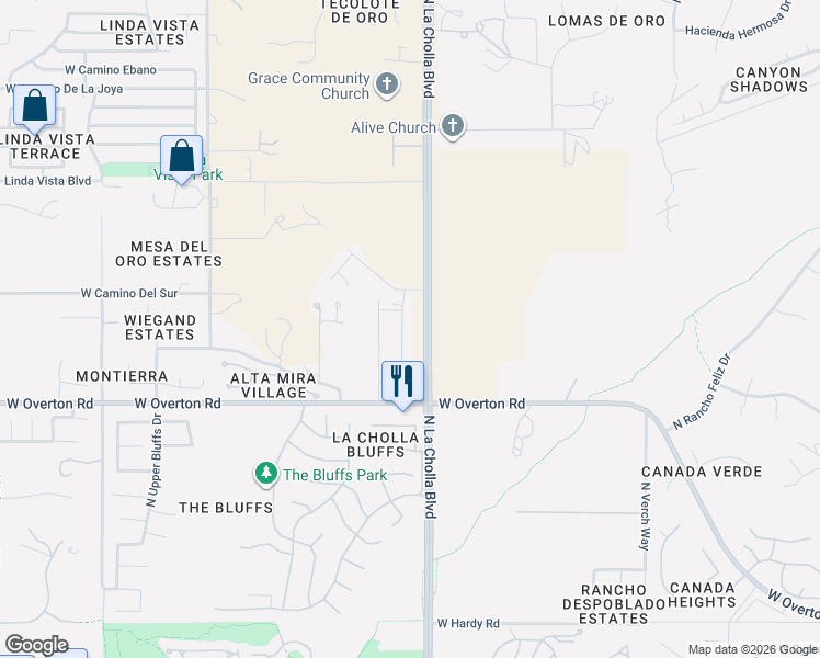 map of restaurants, bars, coffee shops, grocery stores, and more near 9324 North Agave Gold Road in Tucson