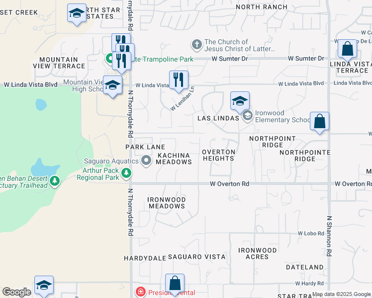 map of restaurants, bars, coffee shops, grocery stores, and more near 3550 West Shalako Place in Tucson
