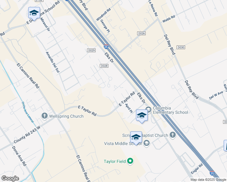 map of restaurants, bars, coffee shops, grocery stores, and more near 1024 Rusty Lane in Las Cruces