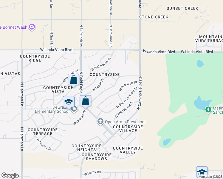 map of restaurants, bars, coffee shops, grocery stores, and more near 4811 West Condor Drive in Tucson