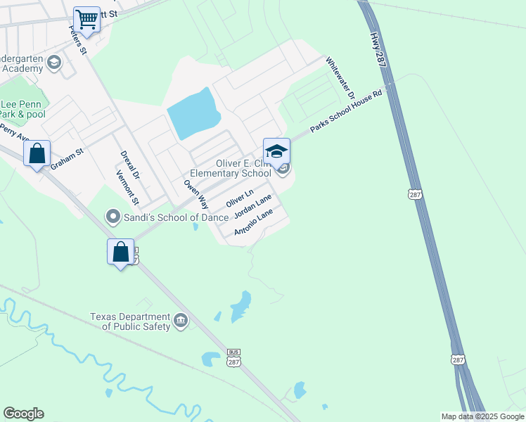 map of restaurants, bars, coffee shops, grocery stores, and more near 629 Antonio Lane in Waxahachie