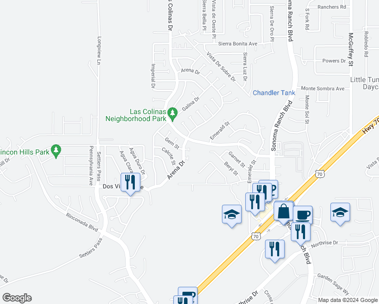 map of restaurants, bars, coffee shops, grocery stores, and more near 4974 Gem Street in Las Cruces