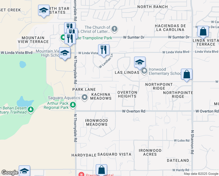 map of restaurants, bars, coffee shops, grocery stores, and more near 3550 West Shalako Place in Tucson