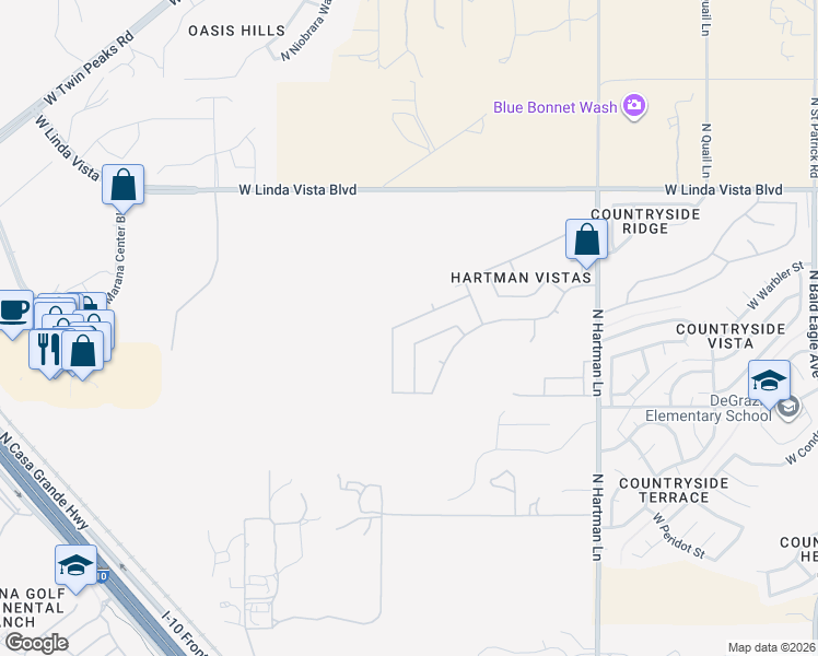 map of restaurants, bars, coffee shops, grocery stores, and more near 5747 West King Snake Drive in Tucson