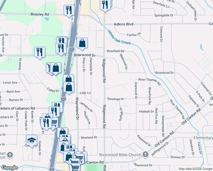 map of restaurants, bars, coffee shops, grocery stores, and more near 711 Lenox Drive in Jackson