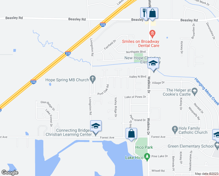 map of restaurants, bars, coffee shops, grocery stores, and more near 5110 Post Oak Road in Jackson