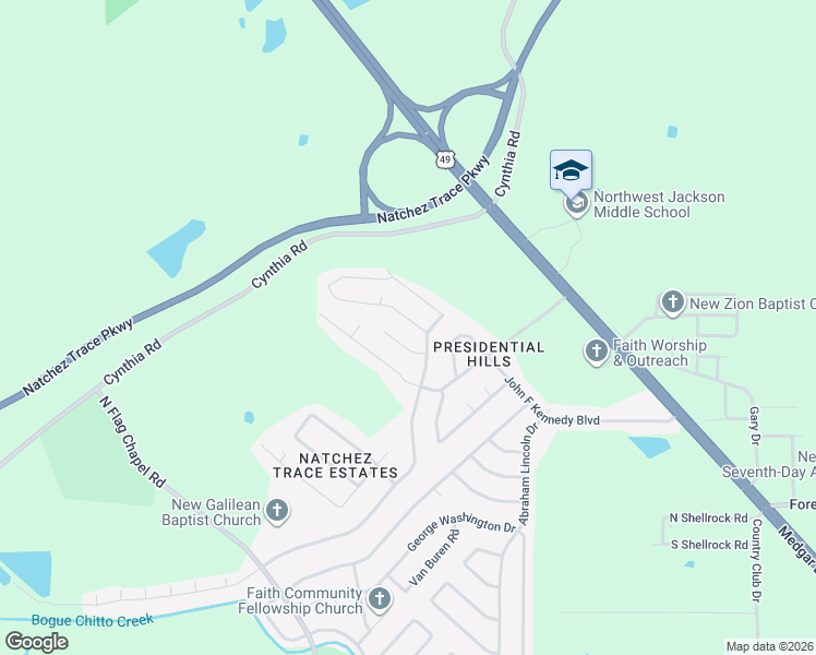 map of restaurants, bars, coffee shops, grocery stores, and more near 351 Roosevelt Place in Jackson