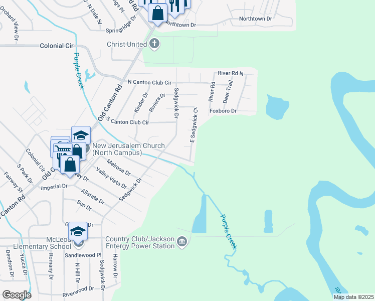 map of restaurants, bars, coffee shops, grocery stores, and more near 355 Beechcrest Drive in Jackson