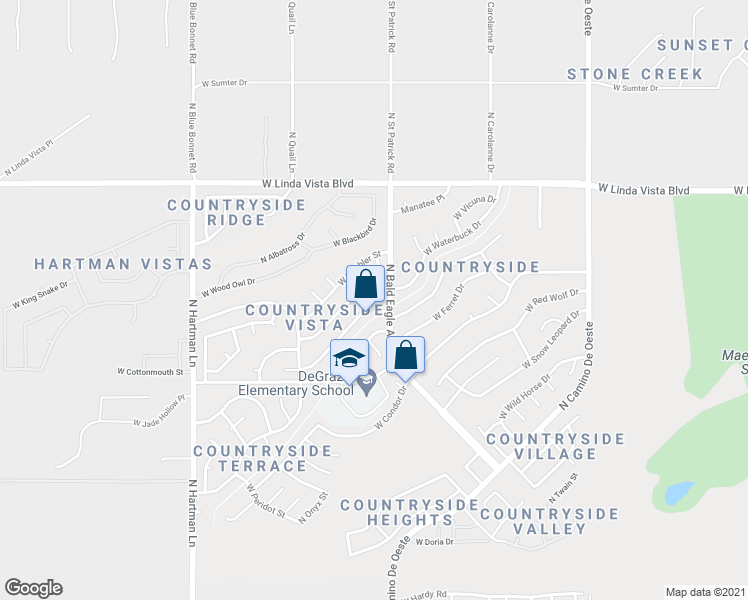 map of restaurants, bars, coffee shops, grocery stores, and more near 5044 Nighthawk Way in Tucson