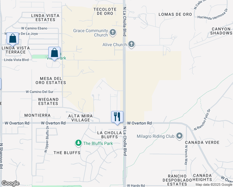 map of restaurants, bars, coffee shops, grocery stores, and more near 9269-9637 North la Cholla Boulevard in Tucson