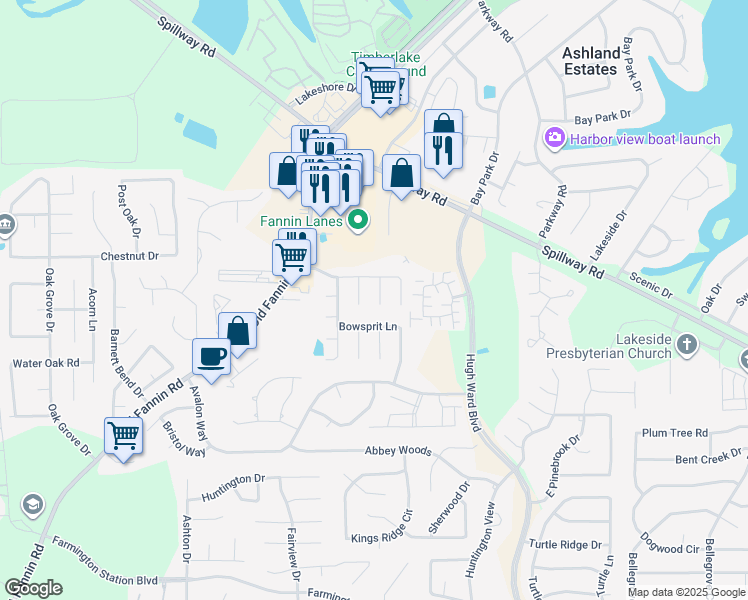 map of restaurants, bars, coffee shops, grocery stores, and more near 308 Camber Court in Brandon