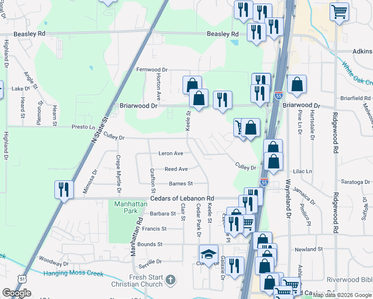 map of restaurants, bars, coffee shops, grocery stores, and more near 5542 Keele Street in Jackson