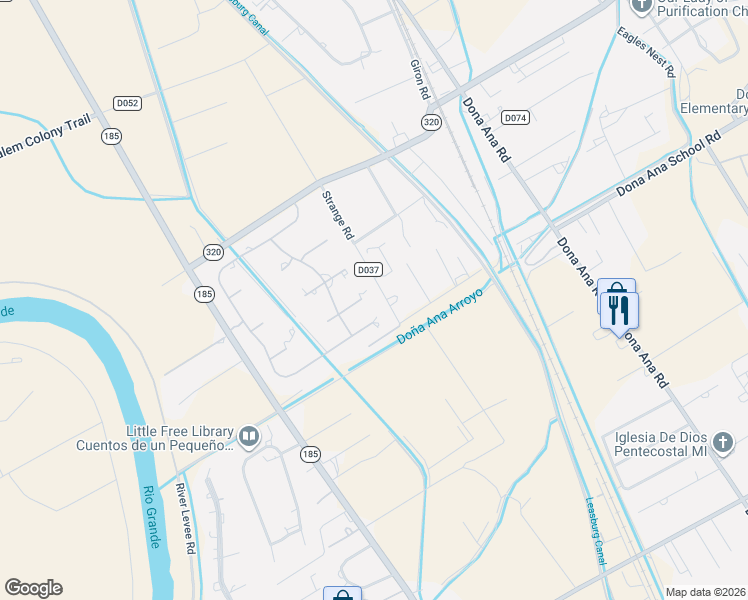 map of restaurants, bars, coffee shops, grocery stores, and more near 5420 Strange Road in Las Cruces