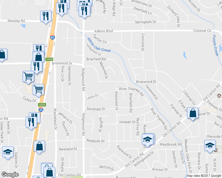 map of restaurants, bars, coffee shops, grocery stores, and more near 766 Lenox Drive in Jackson