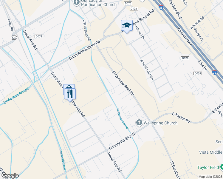 map of restaurants, bars, coffee shops, grocery stores, and more near 298 Rosales Farm Rd in Las Cruces