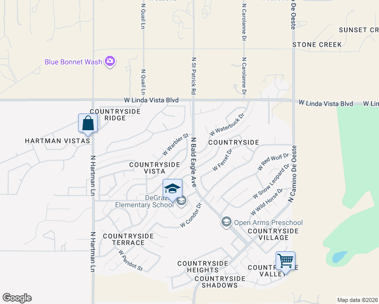 map of restaurants, bars, coffee shops, grocery stores, and more near 5025 Nighthawk Way in Tucson