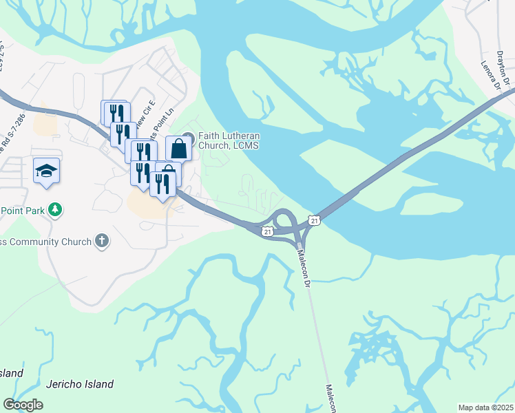 map of restaurants, bars, coffee shops, grocery stores, and more near 28 Battery Lane in Beaufort