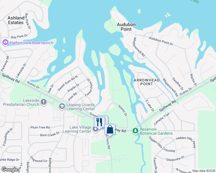 map of restaurants, bars, coffee shops, grocery stores, and more near 115 Arrowhead Trail in Brandon