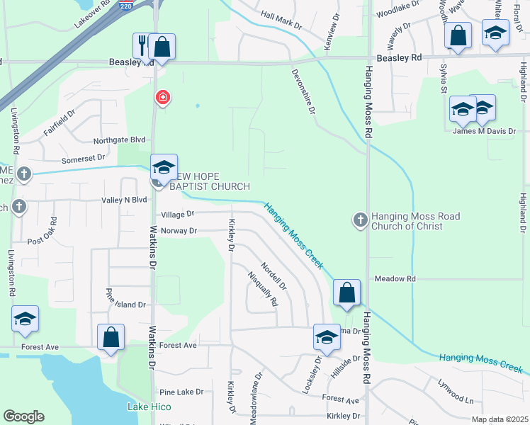 map of restaurants, bars, coffee shops, grocery stores, and more near 4666 Village Dr in Jackson
