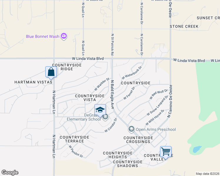 map of restaurants, bars, coffee shops, grocery stores, and more near 5025 Nighthawk Way in Tucson