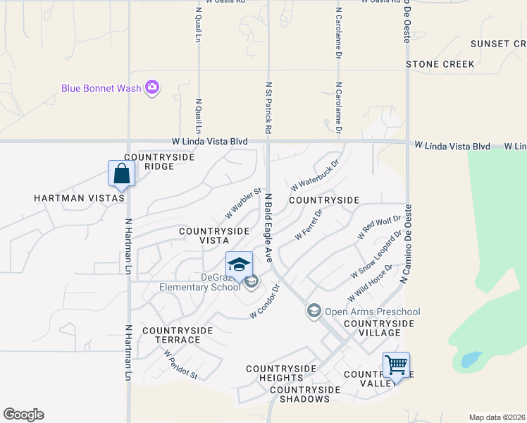map of restaurants, bars, coffee shops, grocery stores, and more near 5025 Nighthawk Way in Tucson