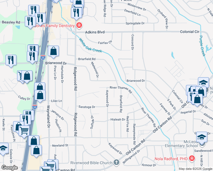 map of restaurants, bars, coffee shops, grocery stores, and more near 766 Lenox Drive in Jackson